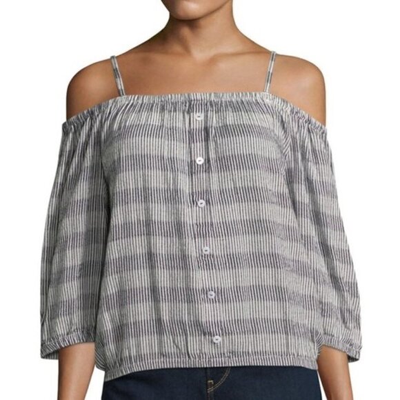 Romeo & Juliet Couture Striped Off-Shoulder Top - Picture 1 of 2